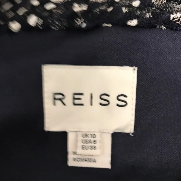 Reiss Amadeus Dress in Navy & White Print - Picture 6 of 9